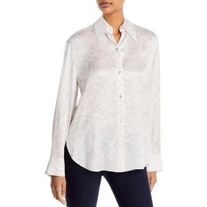 Vince Womens Silk Floral Print Button-Down Top
